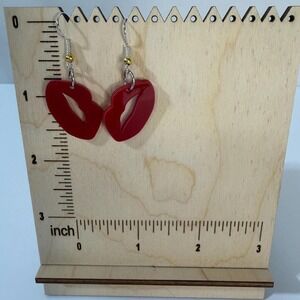 Red Lips Acrylic Drop Earrings Matte Red Kiss‎ Statement Earrings - Novelty